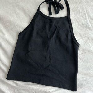 Black Halter Tie Top